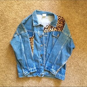 Vintage Oversized Leopard Jean Jacket