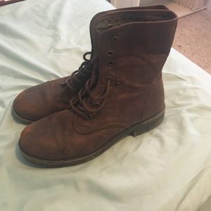 Brown combat boots