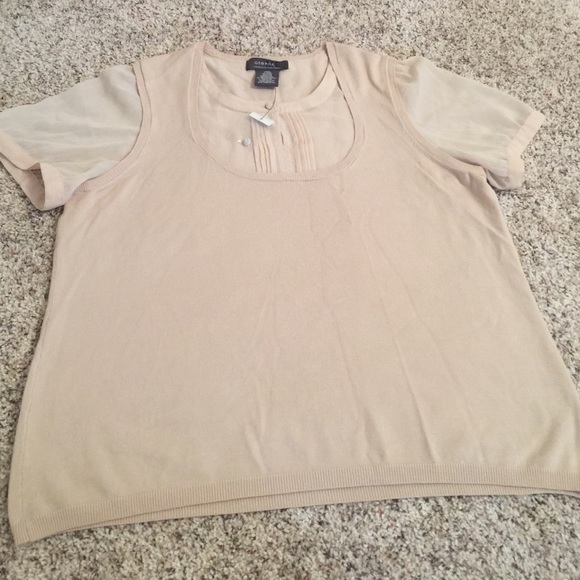 Short sleeve tan sweater shirt