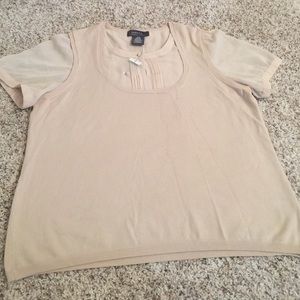Short sleeve tan sweater shirt