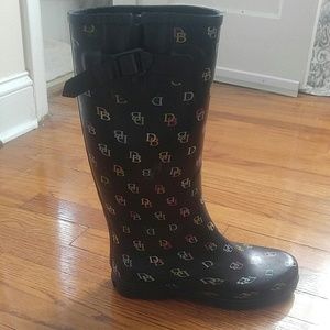 Dooney and Burke Signature Black Rainboots