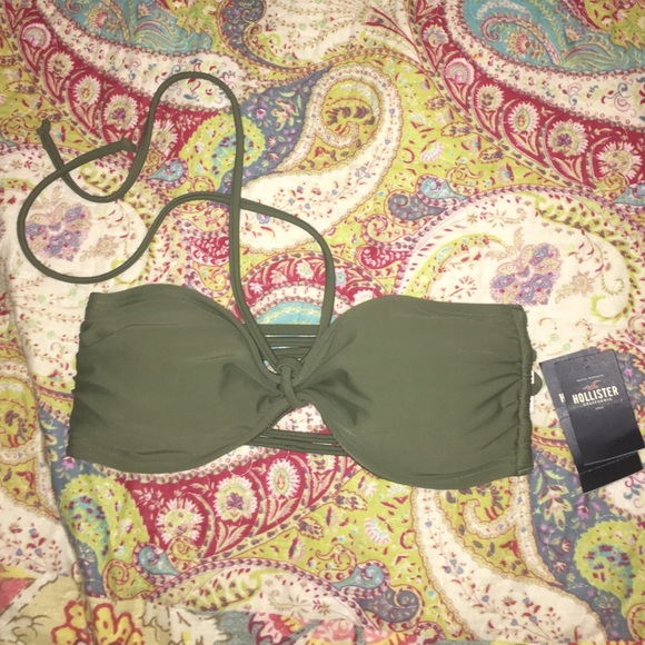 Hollister olive green strappy swim top