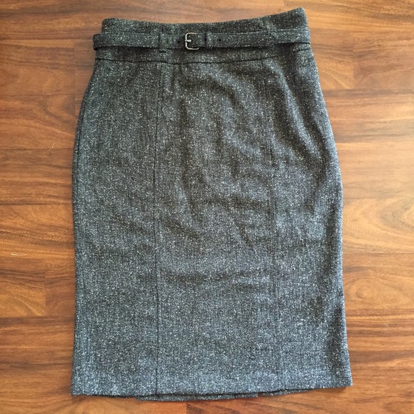 Gray Tweed Pencil Skirt