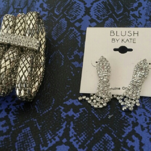 Silver Zirconia earrings and bracelet