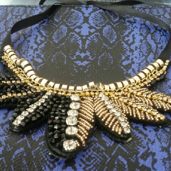 Black and Gold tie necklace