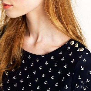 J. CREW Silk Anchor Top ⚓️