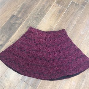 burgundy and black skater skirt