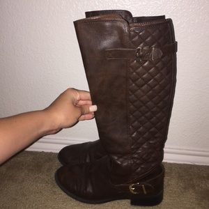 Brown Quilted Riding Boots