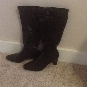 Maurice's dark chocolate knee high boots, size 9.