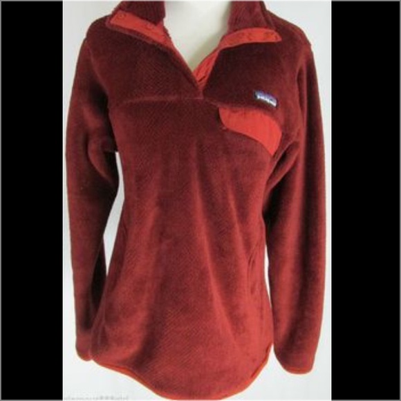 burgundy women's Patagonia fleece