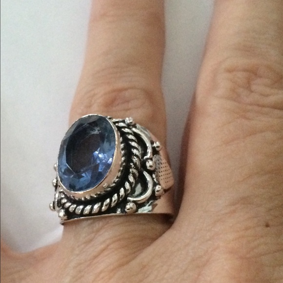 🎀STERLING SILVER 🎀 HANDMADE 🎀 BLUE TOPAZ - Picture 3 of 8