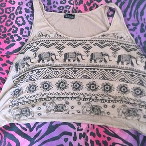 Elephant Aztec print crop top