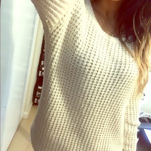 White knitted sweater