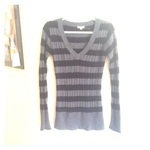 Cozy cable knit striped sweater