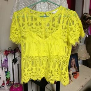 Two piece bright lace top sexy