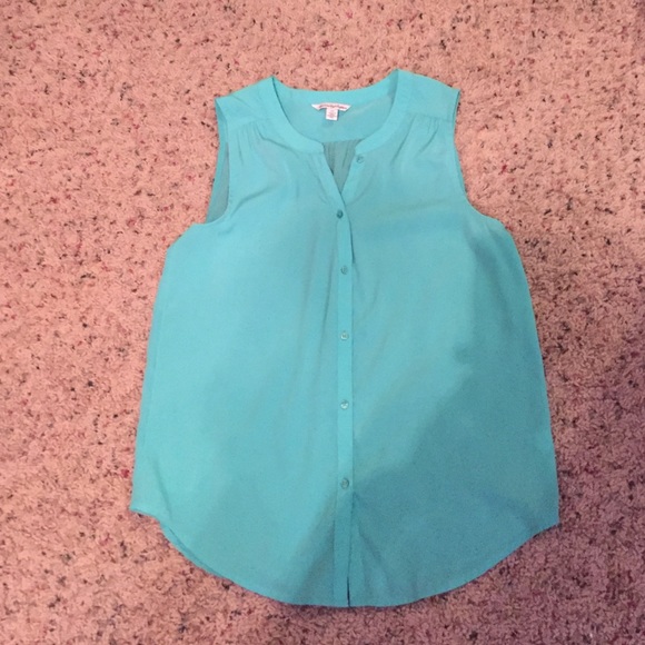 Teal button up tank
