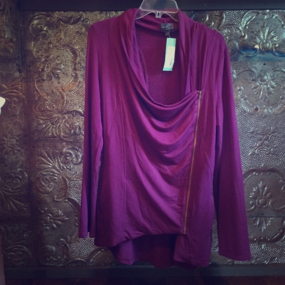 Asymmetric zip up cardigan