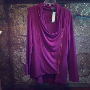 Asymmetric zip up cardigan