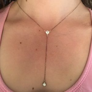 Silver diamon lariat necklace