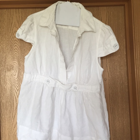 White Linen Top, Size 12 - Picture 2 of 3