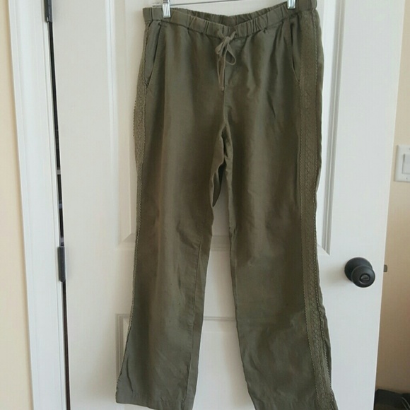 DKNY linen pants with lace trim - Picture 1 of 3