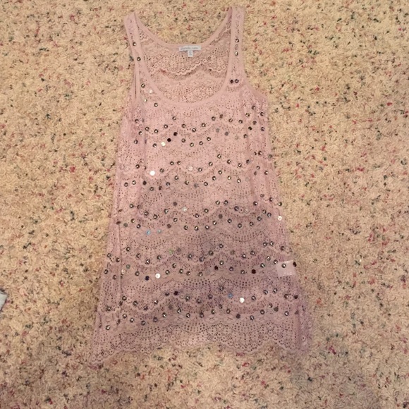 Nude embellished tank top