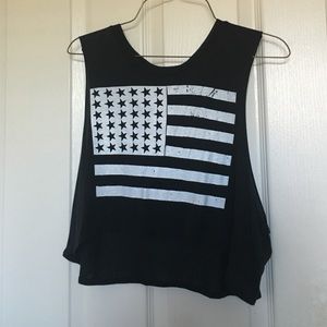 black cropped muscle tank