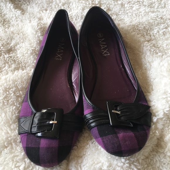 purple Plaid Flats