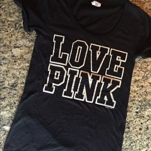 PINK black embroidered tee