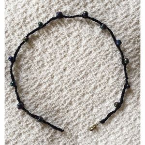Black and moonstone beaded choker