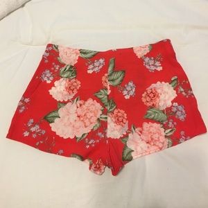Melon Floral Rayon Shorts - Melon
