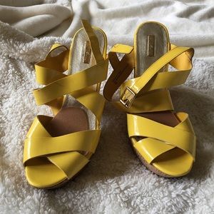 Yellow Sandal Wedged Heels
