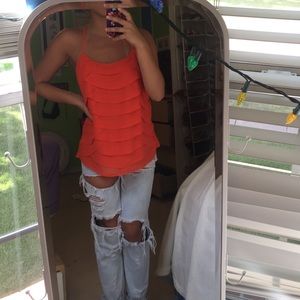 Blood Orange Flouncy Tank Top