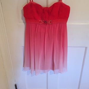 BCBGMaxAzria strapless ombré pink mini dress
