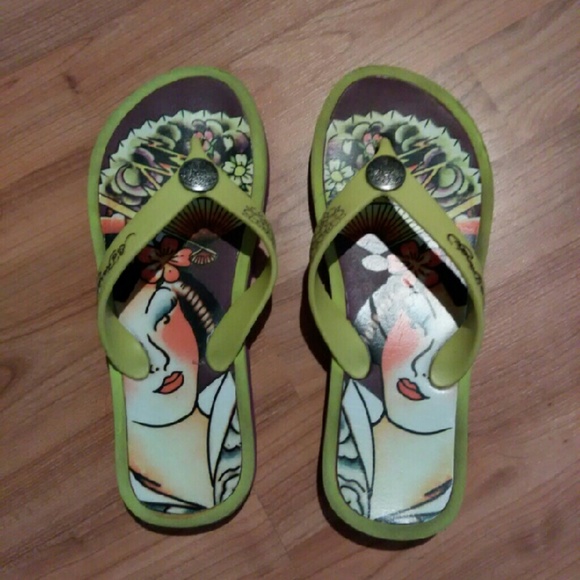 Ed Hardy Geisha Flip Flops