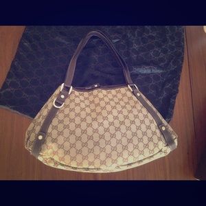 Gucci Signature GG Logo Canvas Shoulder Bag
