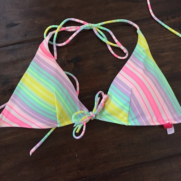 neon striped bikini top