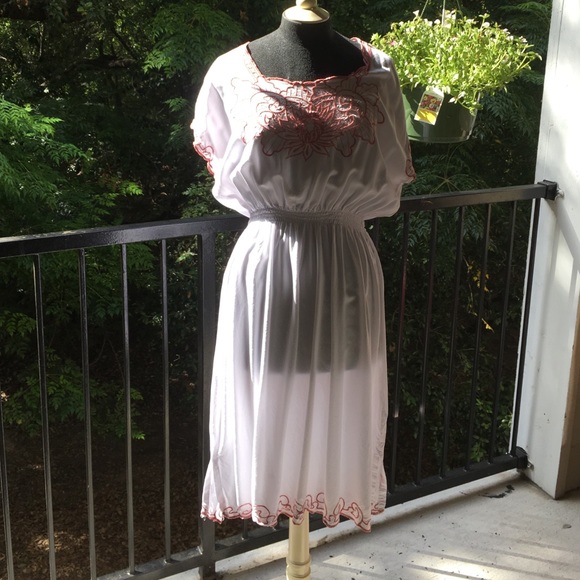 Hibis Dresses & Skirts - White embroidered summer dress
