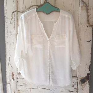 New York & Co white silk blouse