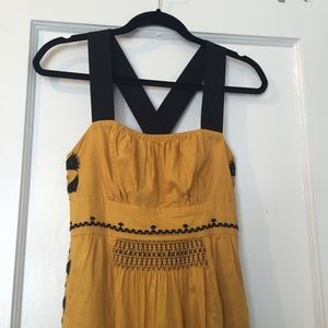 Mustard yellow Linen sundress Sz 4 Anthropologie