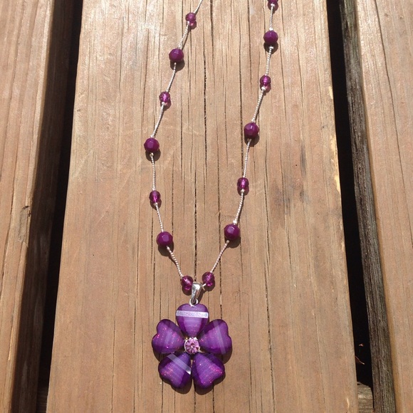 Purple flower necklace