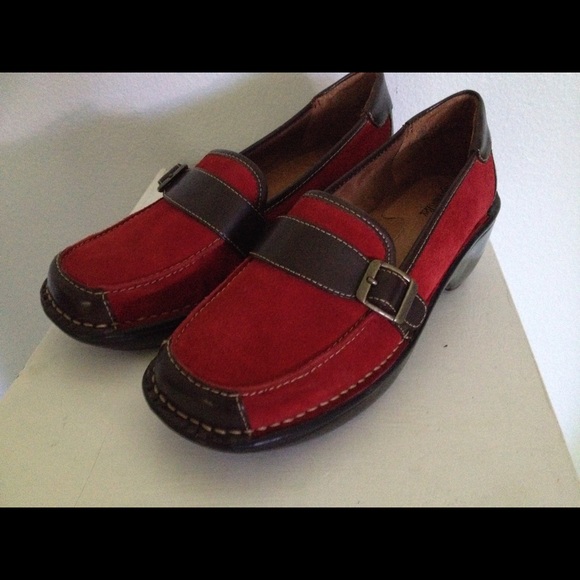St. John's Bay Shoes - St John's Bay Red Suede Buckle Loafers Sz8