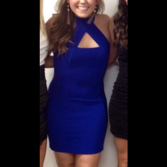Bodycon cutout blue dress