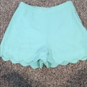 Mint scalloped shorts! High Waisted!