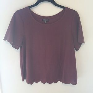 Burgundy Scalloped Top