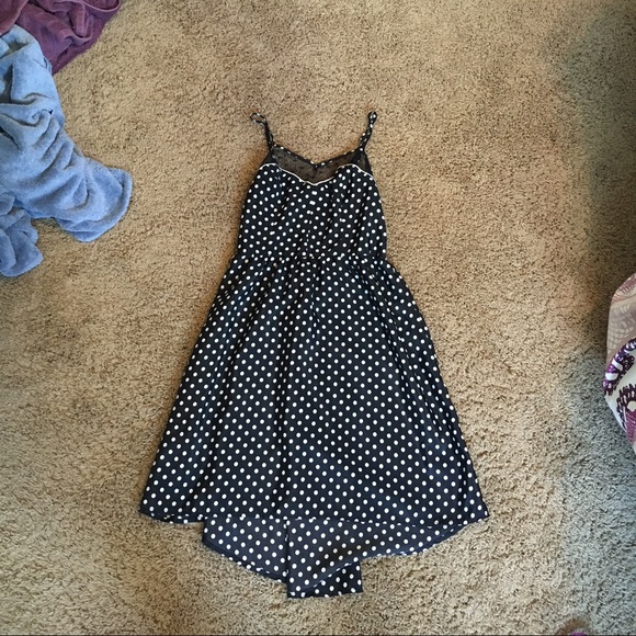 Black and white polka dot spaghetti strap dress