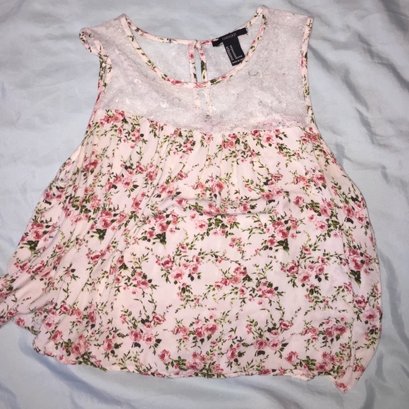 Lacey and floral tank top