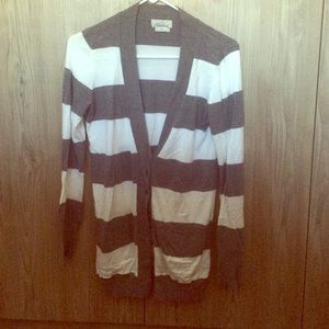 Wide stripe sweater cardigan