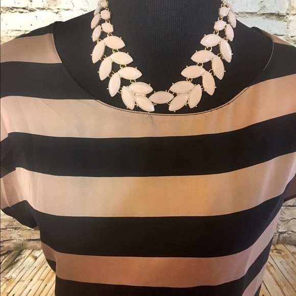 Dusty Pink and Black stripe Blouse - Picture 2 of 4