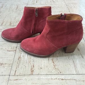 Madewell burgundy suede ankle boots